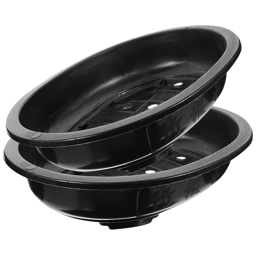 Lot de 2 grands pots ovales pour fleurs et bonsaïs