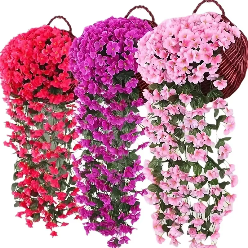 Fleurs artificielles longues roses en guirlande pour décoration murale intérieure