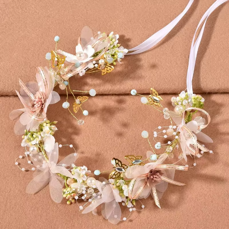 couronne de fleurs cheveux pour enfants, couronne de fleurs pour cheveux, bandeau de princesse en perles, couronne fleurs fille couronne fleurs cheveux petite fille accessoires pour cheveux de mariée