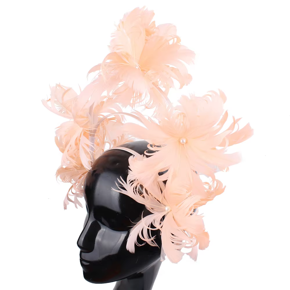 Serre-tête élégant pour femme avec plumes rouges et fleurs, accessoire de coiffure de mariage, idéal pour les mariées et les soirées, coiffe fantaisie