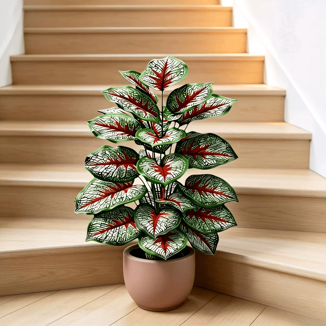 1 pièce de Caladium artificiel à veines rouges