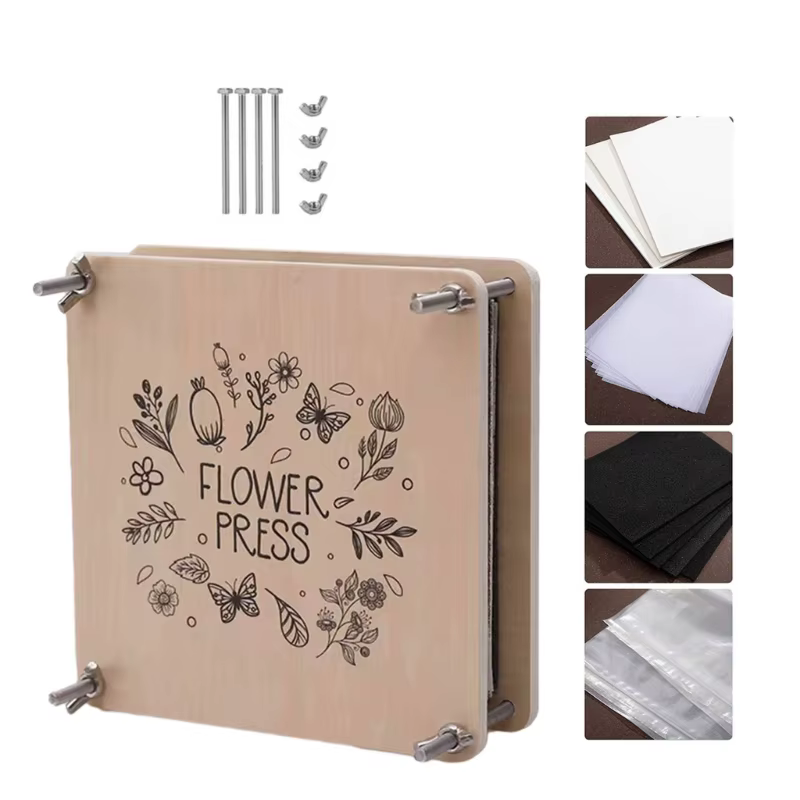 Kits presse à fleurs en bois pour adultes enfants, Kits conservation fleurs plantes en bois pour adultes, à à