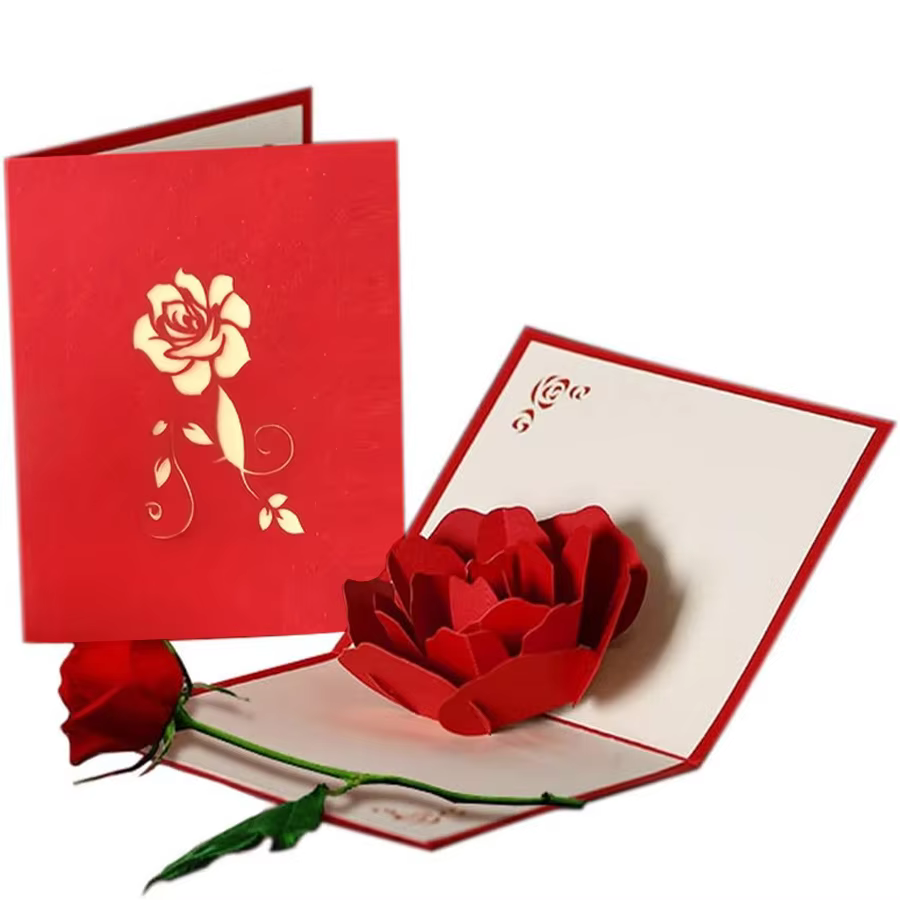 Carte pop-up Rose 3D, carte de Saint-Valentin