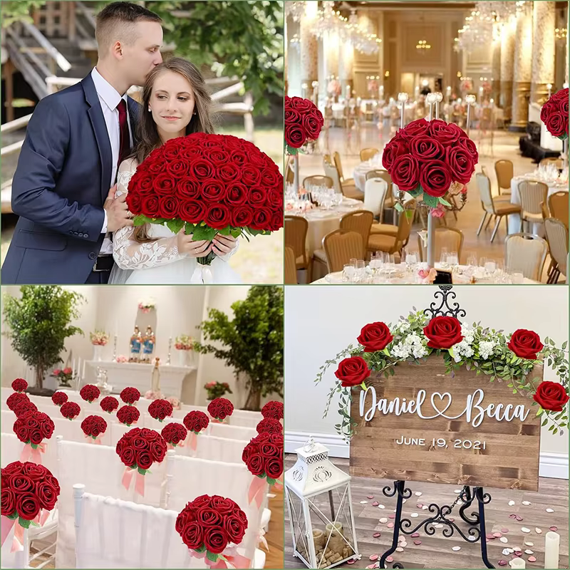 Roses rouges artificielles en vrac