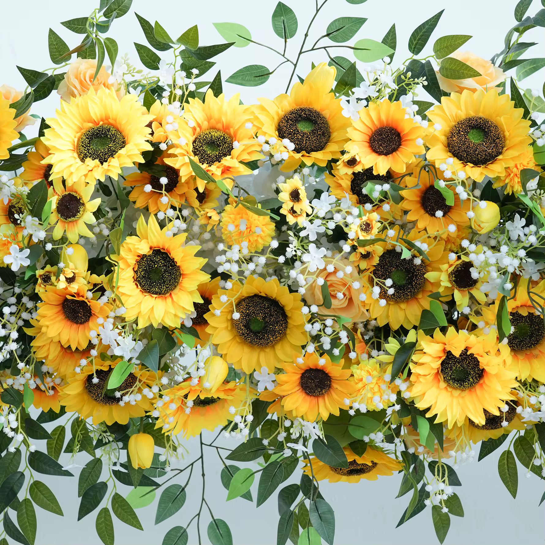 XUELY X9196 Composition florale artificielle de tournesols et verdure pour toile de fond de mariage