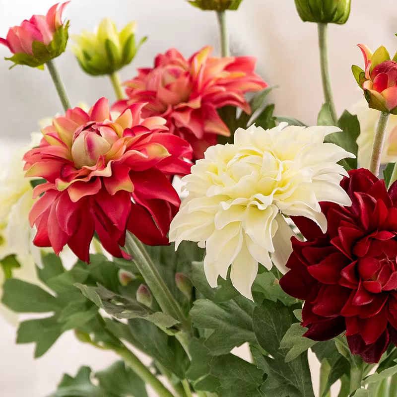 2 têtes de dahlias artificiels en soie