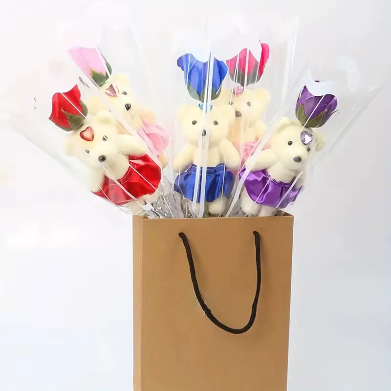 Ensemble de bouquets de savon de fleurs d'ours de roses artificielles