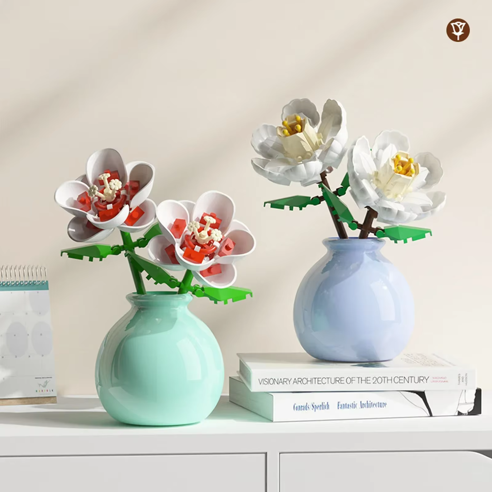 Mini Rose tulipe tournesol pivoine fleur avec Vase modèle Micro blocs de construction bricolage maison bureau plante décor brique filles cadeau enfant jouets