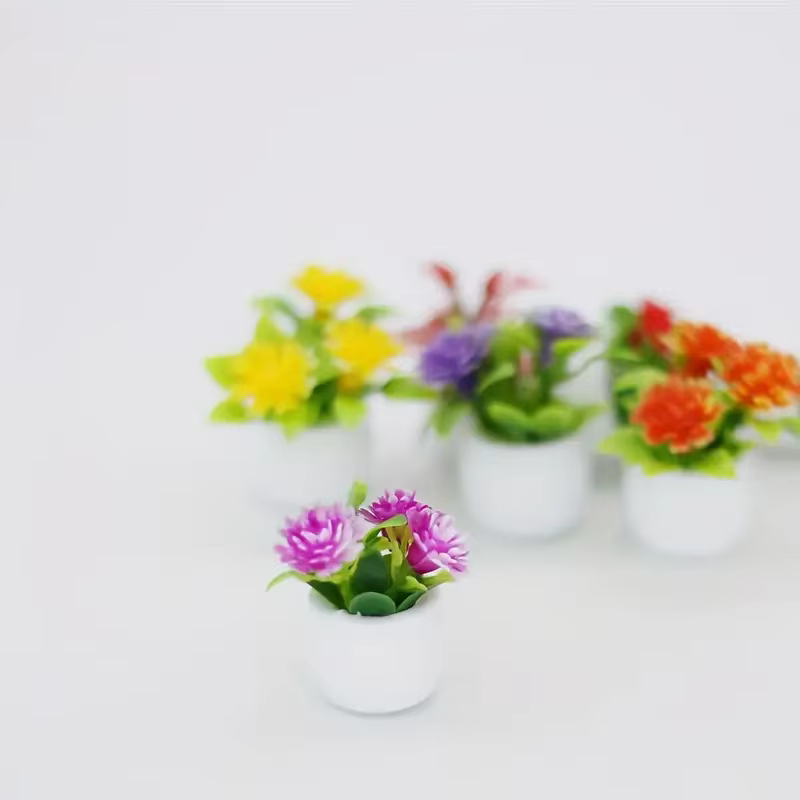 5 pièces Mini Pot de fleur décorations maisons de poupée fleurs artificielles vibrantes décor à la maison voiture