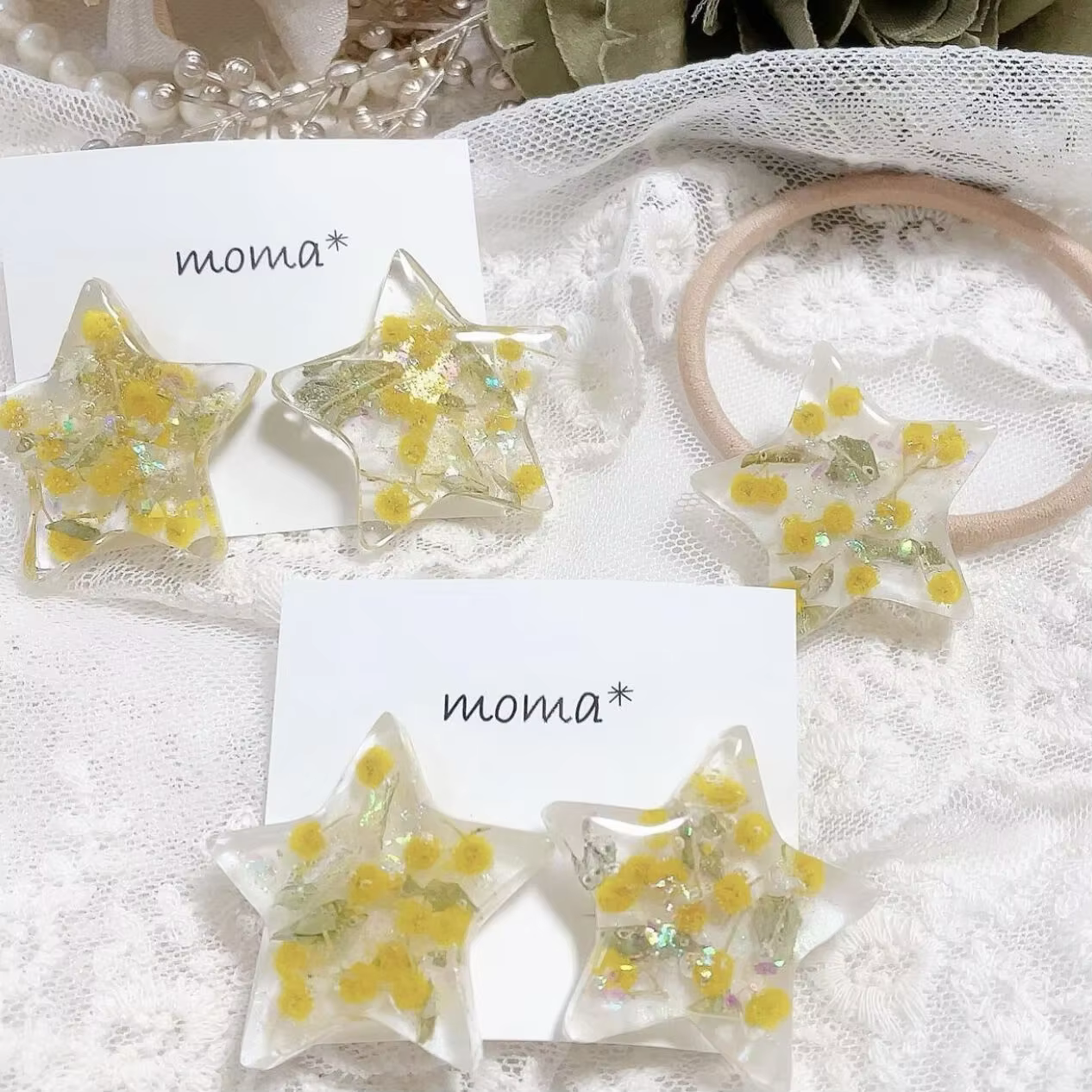 3-10cm/24pcs, Fleurs séchées en acacia gaufré