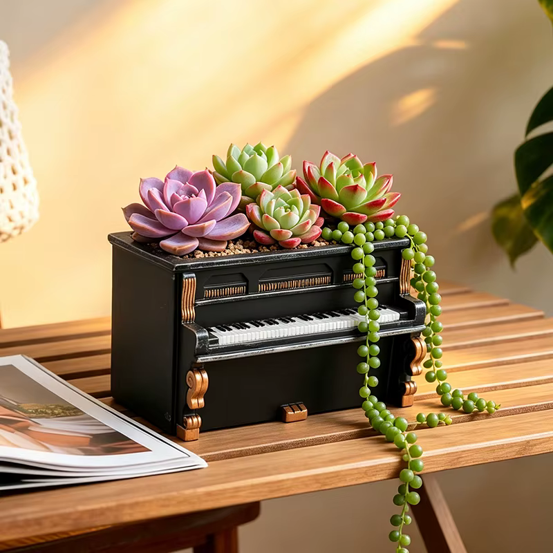 Mini pot de fleurs créatif en forme de piano