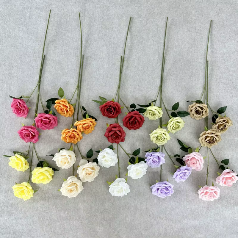 Fleur de rose diamant en soie pour table