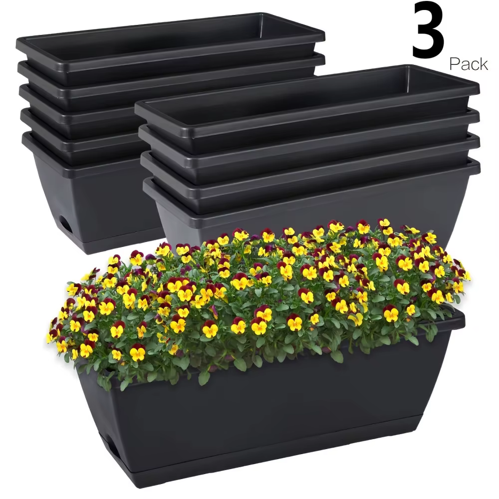 Lot de 3 jardinières rectangulaires pour fenêtre