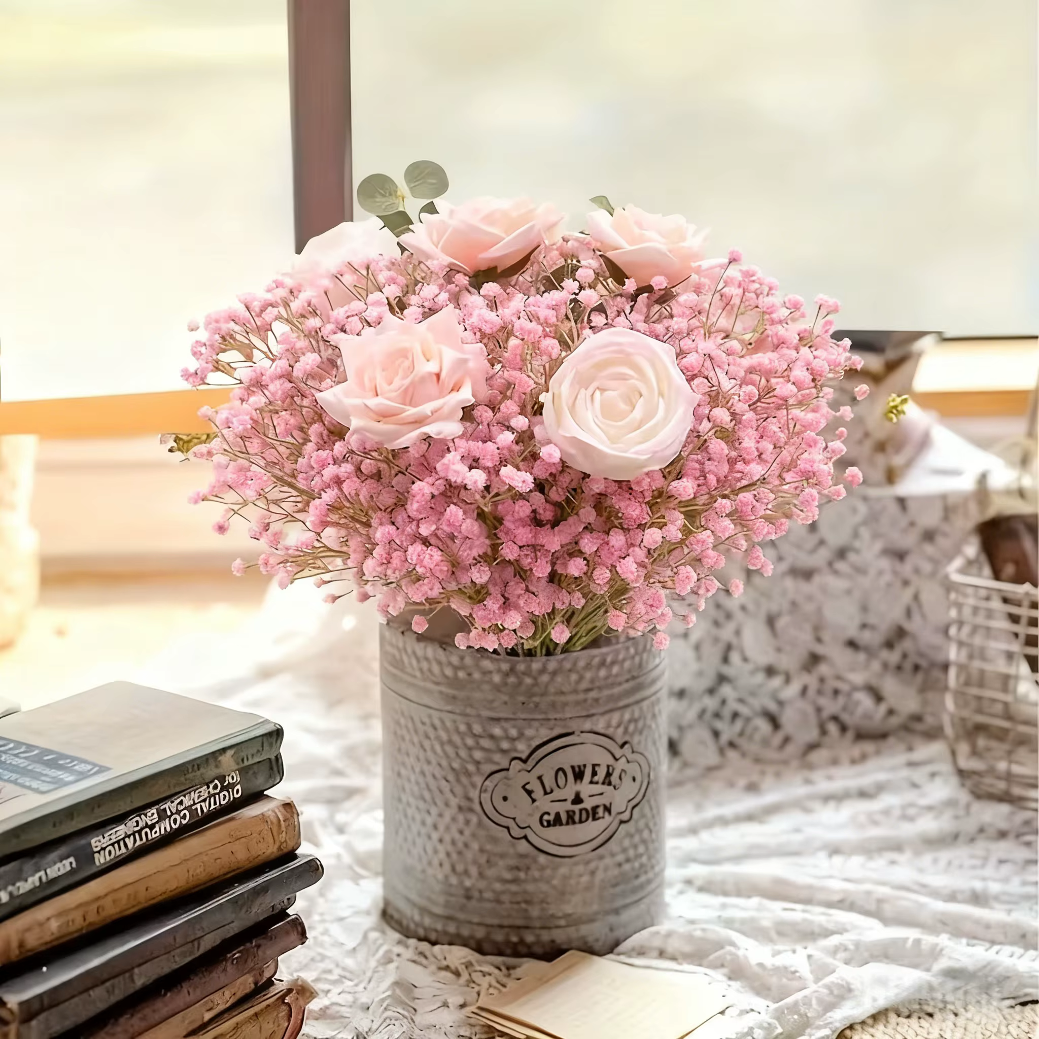 Fleurs de Gypsophile Rose 10/40/60 Bouquets Vibrantes Artificielles Fausses Gypsophiles pour Mariage Fiançailles Douche Nuptiale Décoration de la Maison
