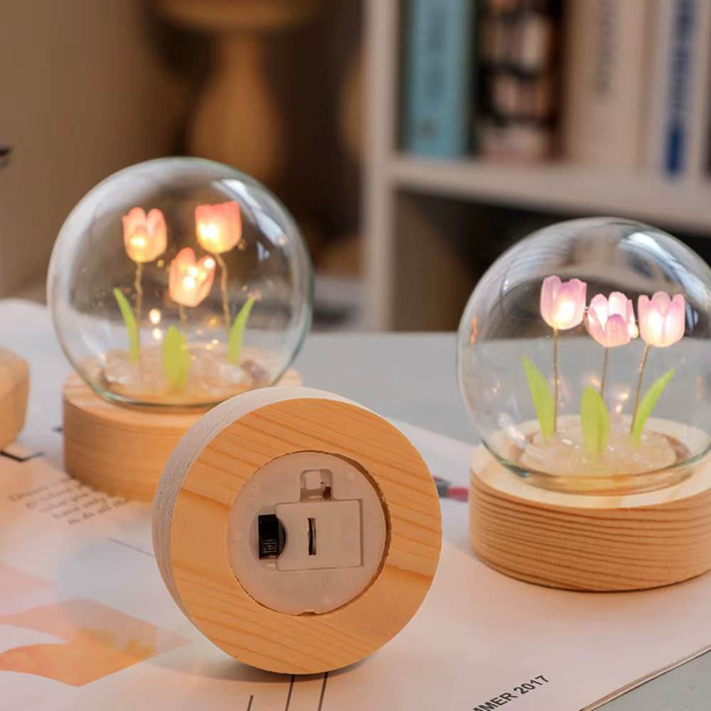 Tulipe veilleuse mignon chambre décor lampe florale saint valentin cadeau Lampara tulipanes petite amie bricolage matériel fait à la main