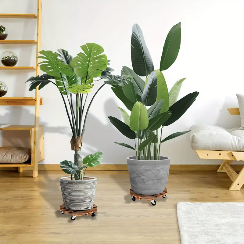 Support de plante à roulettes avec roues