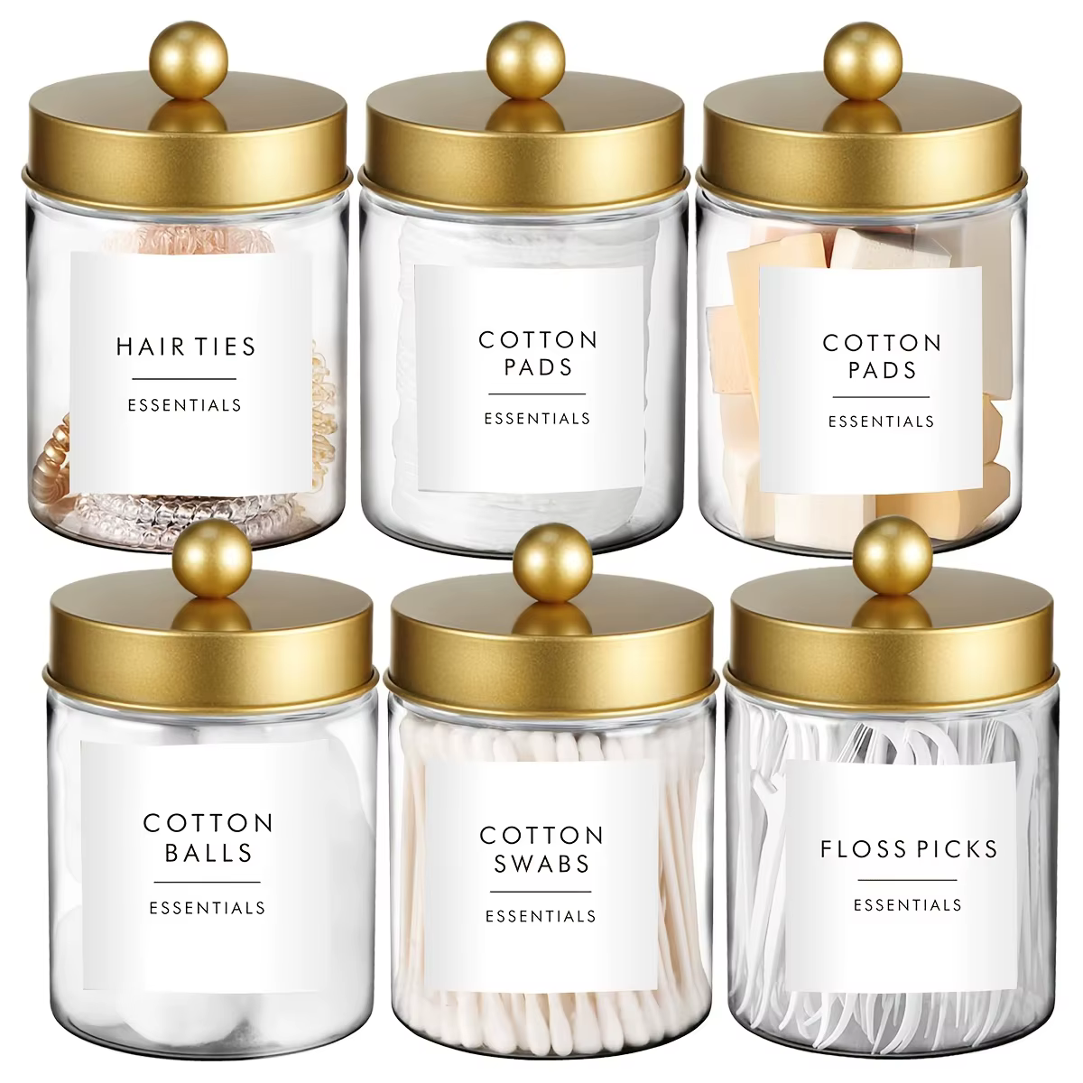 Distributeur de bâtonnets de coton - Pot en plastique de 8 oz pour rangement de maquillage sur comptoir, organisateur de salle de bain