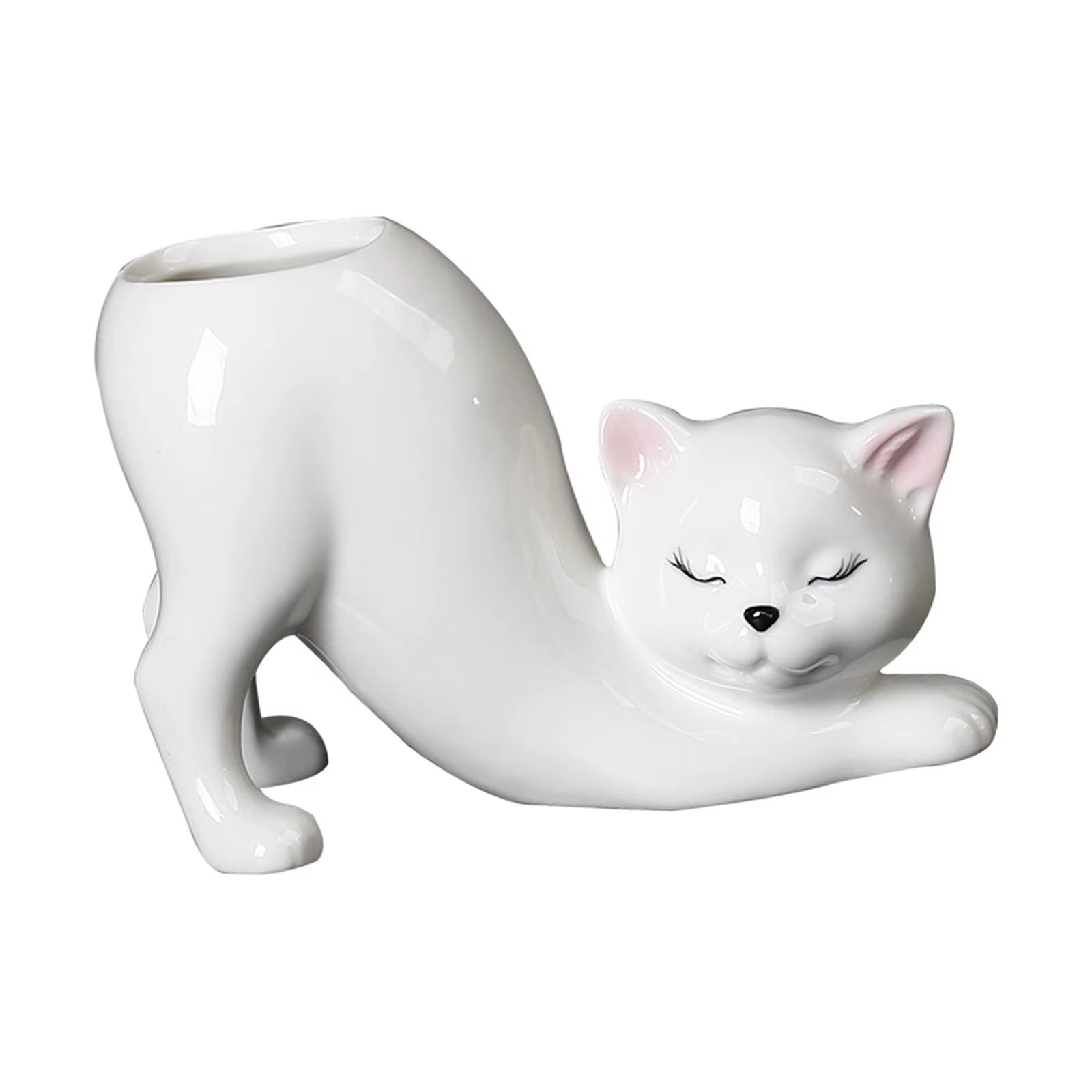 Pot de fleur de chat de dessin animé en céramique