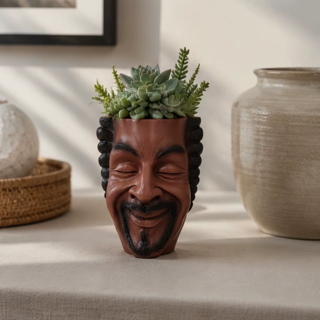 Pot de fleurs esthétique en résine en forme de visage humain