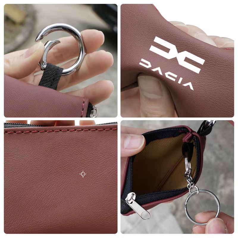 Accessoires de voiture en cuir clé portefeuille carte sac emblème porte-clés pochette pour Dacia Bigster printemps Duster Sandero Jogger Dokker Lodgy RS