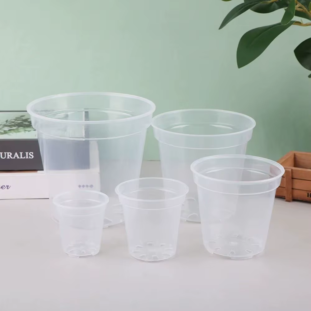 Pot de jardinière rond Transparent en plastique Durable