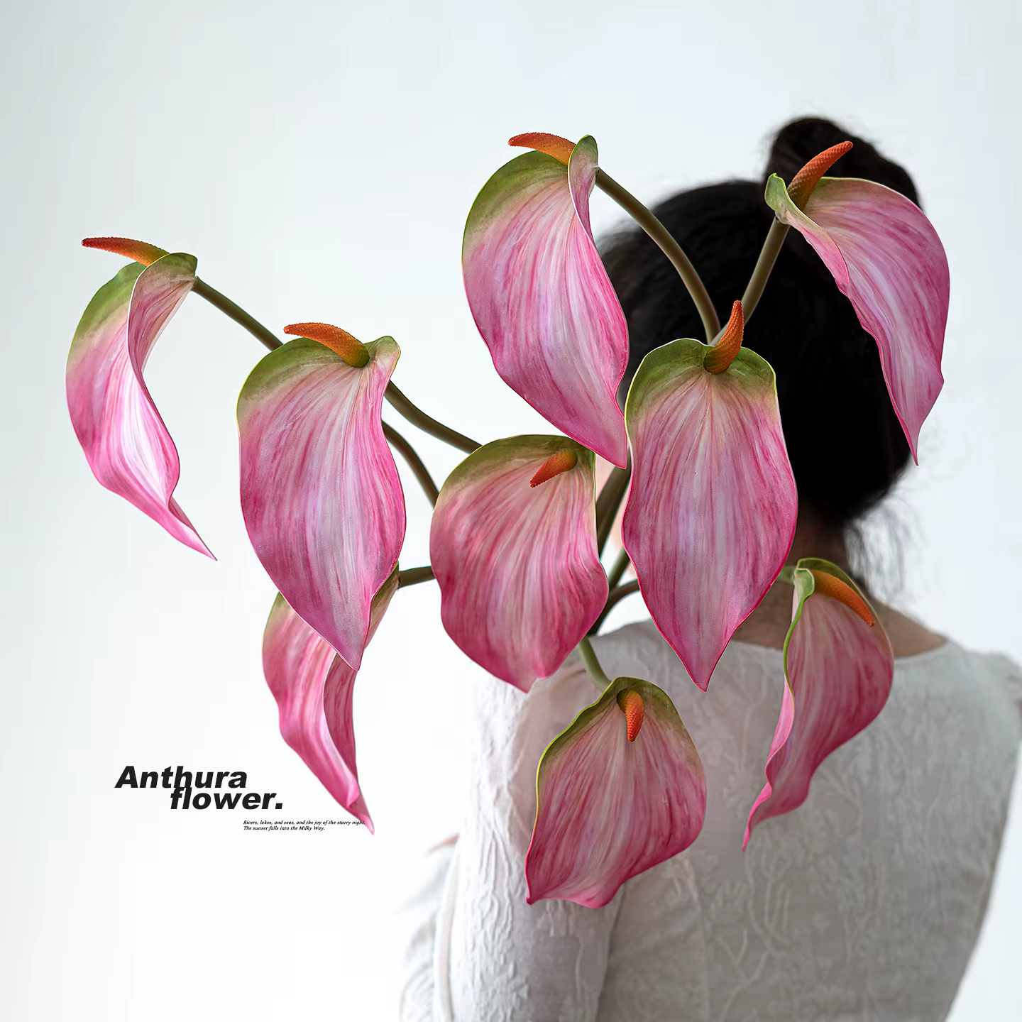 10 pièces EVA 3D impression paume artificielle Anthurium plantes fleur branche bricolage décoration de mariage matériel d'arrangement Floral
