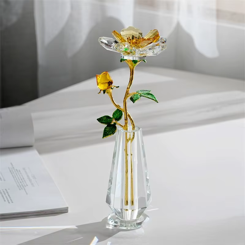 Cadeaux de fleurs de pivoine en cristal pour femmes