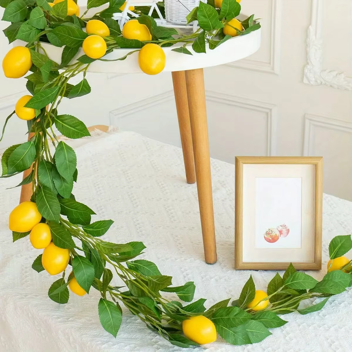 Couronne de citron artificielle avec plantes vertes