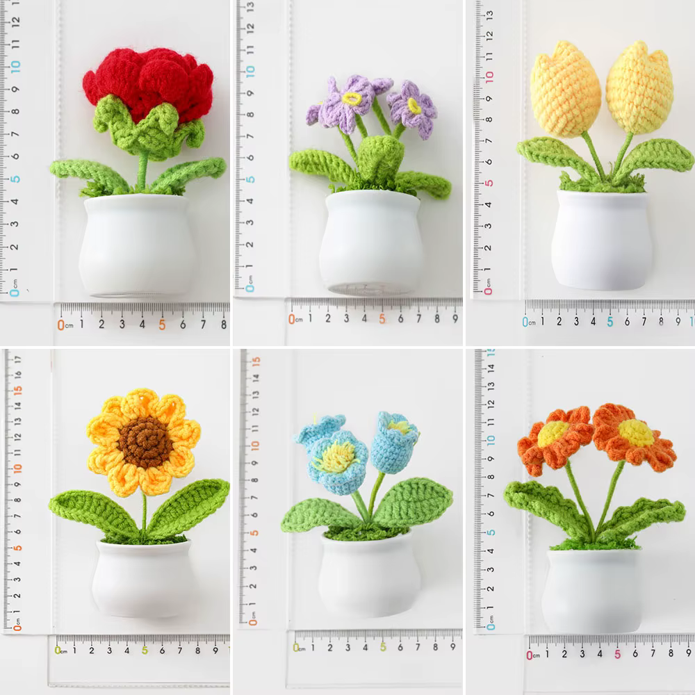 Tricoté à la main tournesol tulipe Crochet fleurs empotage tissé