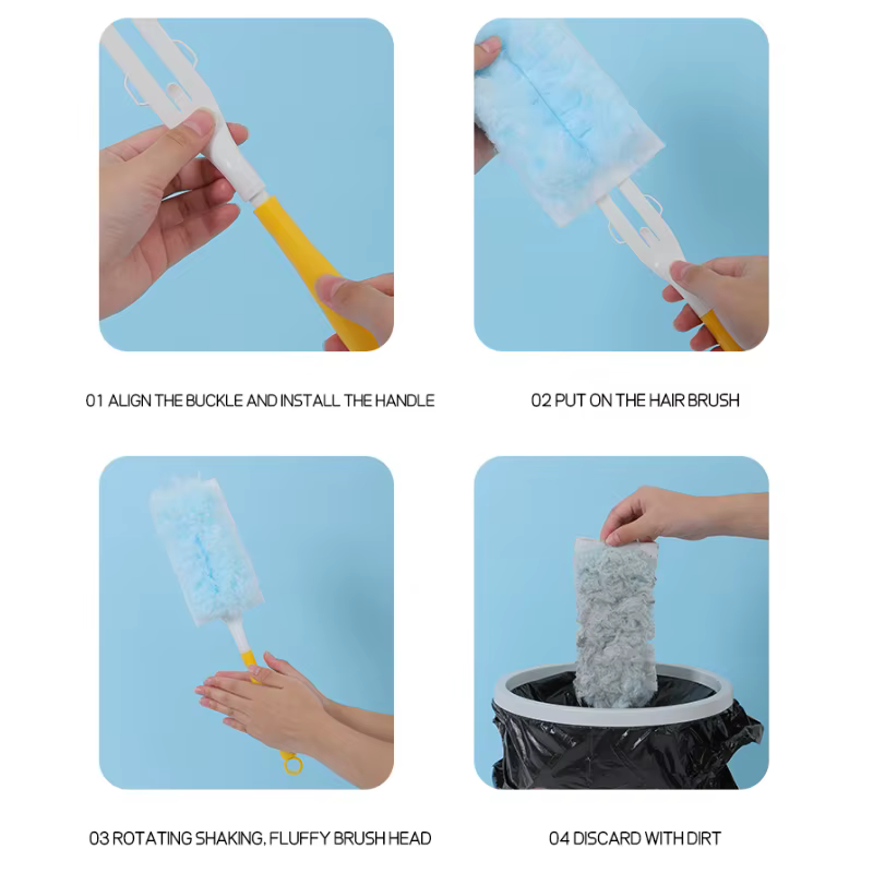Double face 360 ° Le plumeau électrostatique est utilisé pour le nettoyage à grande échelle de poussière, de toiles d'araignées et de collecte de poussière jetable