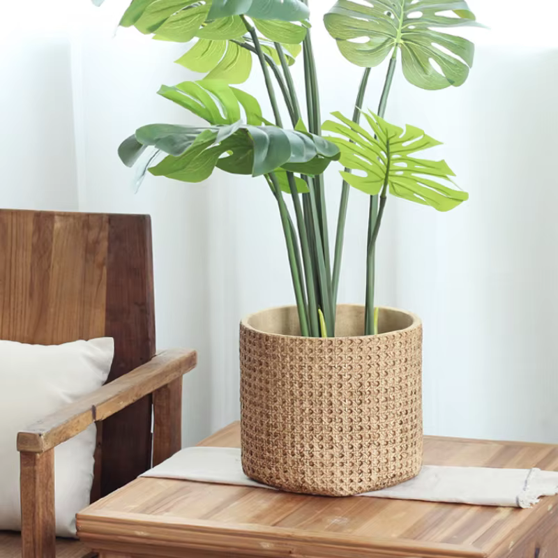 Grand Pot de fleur d'intérieur en Faux ciment tissé