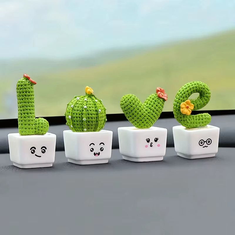 1 lot de 4, Cactus succulent en résine