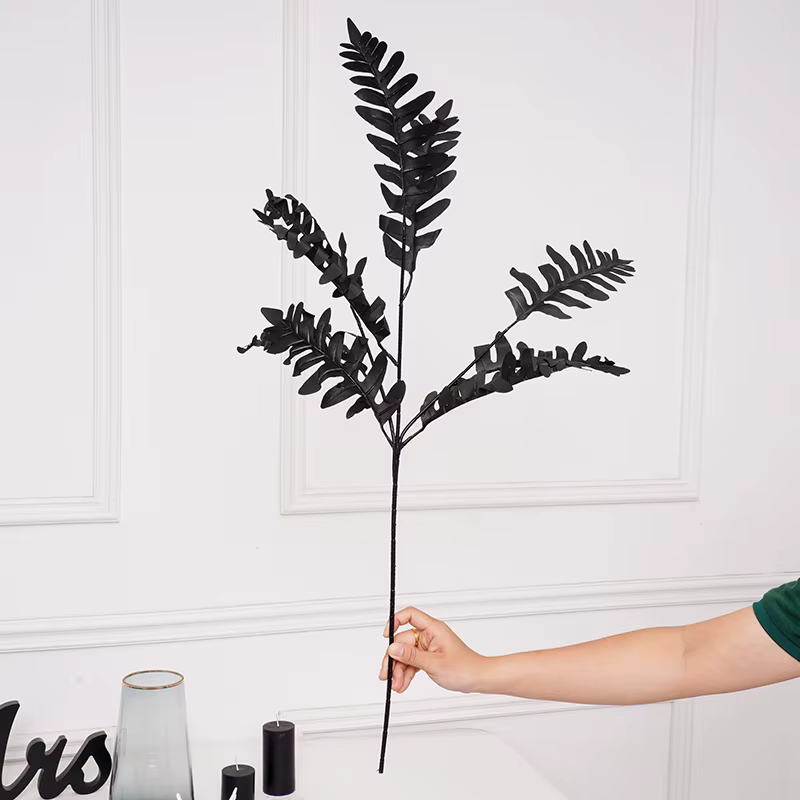 Feuilles de plantes artificielles en soie série noire
