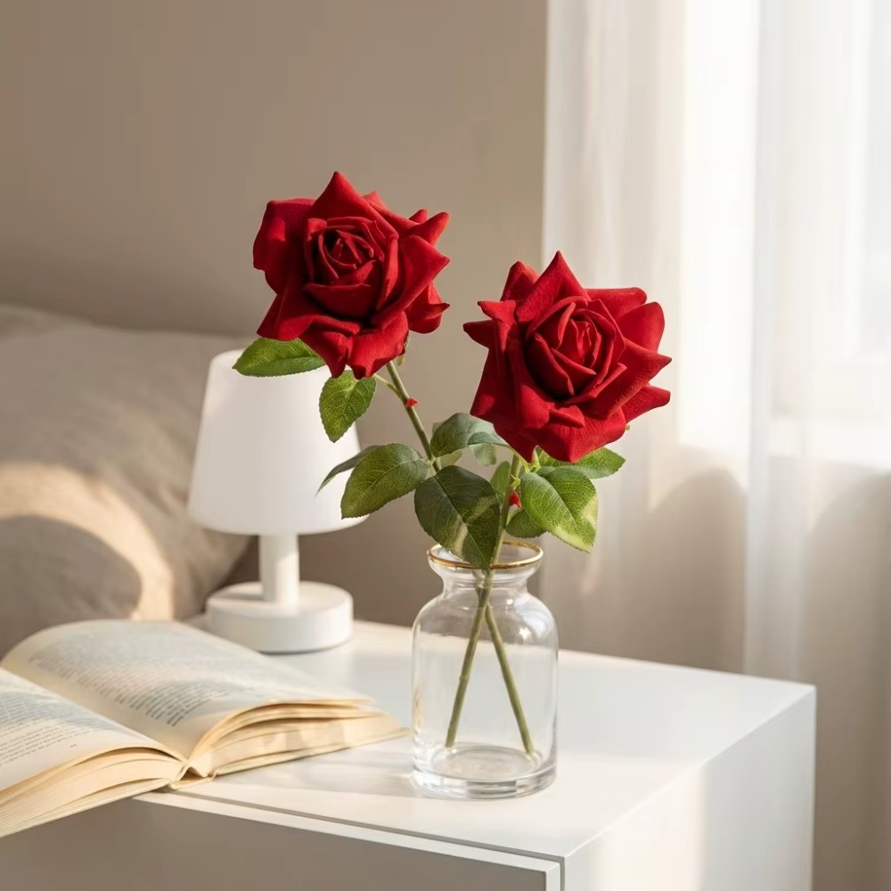 Rose artificielle réaliste au toucher