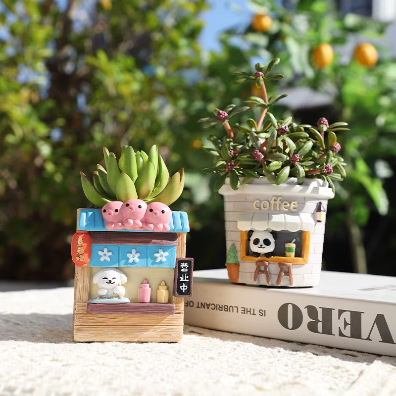 Pots à plantes succulentes en résine de style street food créatif
