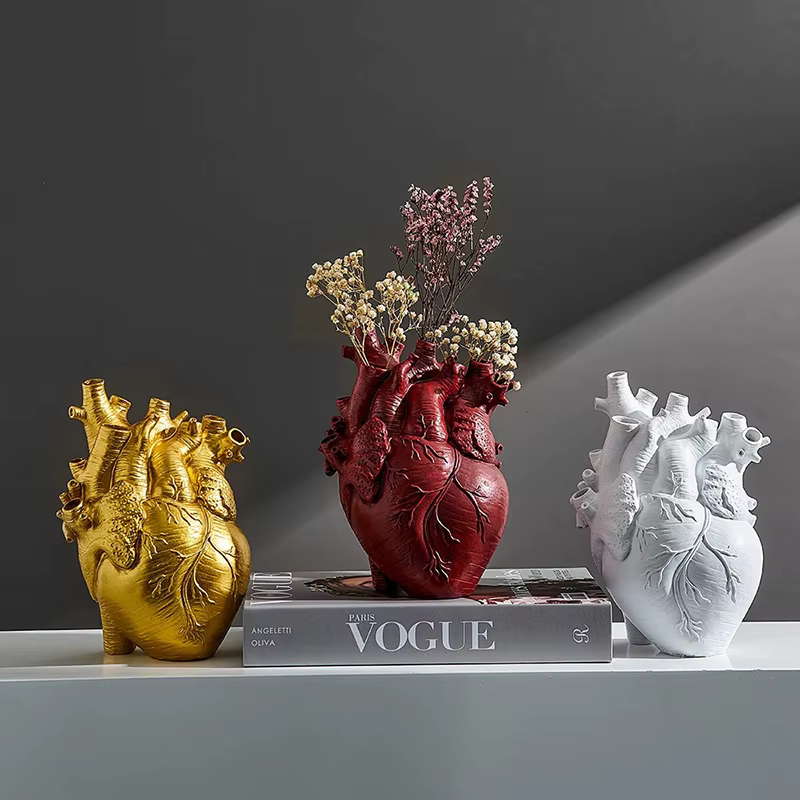Simulation coeur Vase pot de fleurs résine ornement Arts et artisanat originalité maison bureau Arrangement