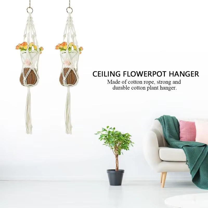 Cintre mural en macramé pour plantes