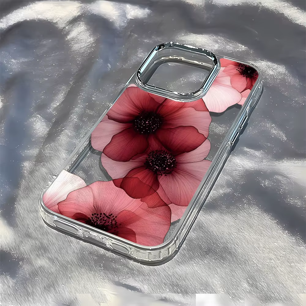 Coque de téléphone de luxe à fleurs rouges, étui arrière Transparent en Silicone souple TPU pour Google Pixel 10 9 8 7 8A 9A XL Pro 4G 5G