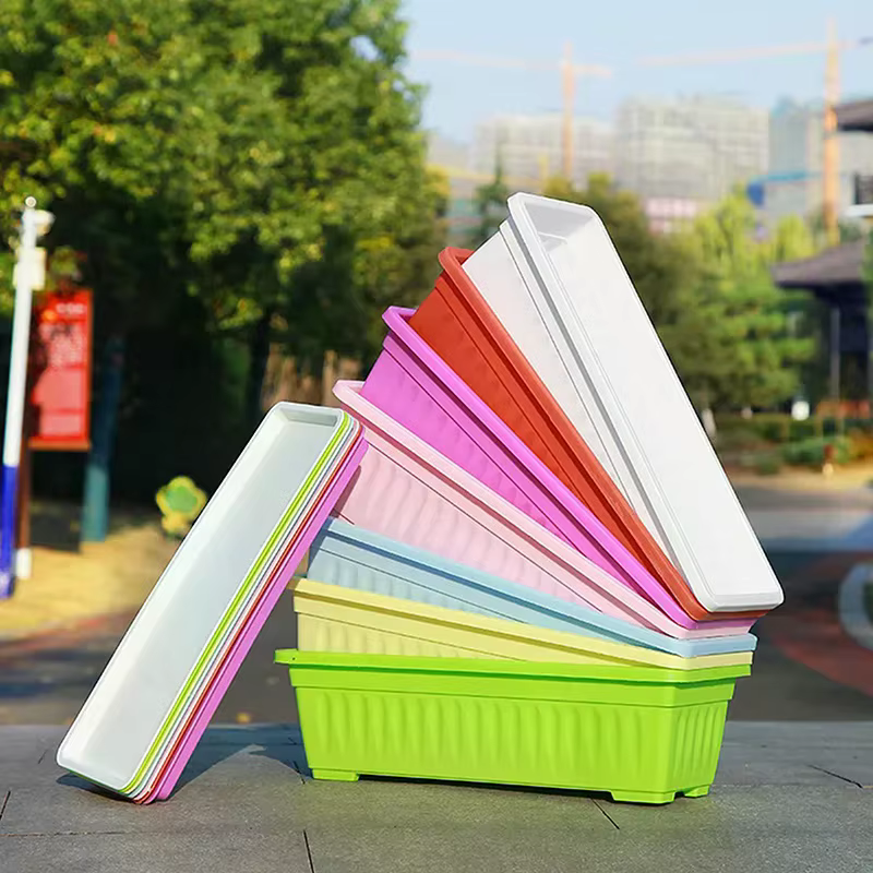 1 ensemble de jardinières rectangulaires en plastique pour balcon