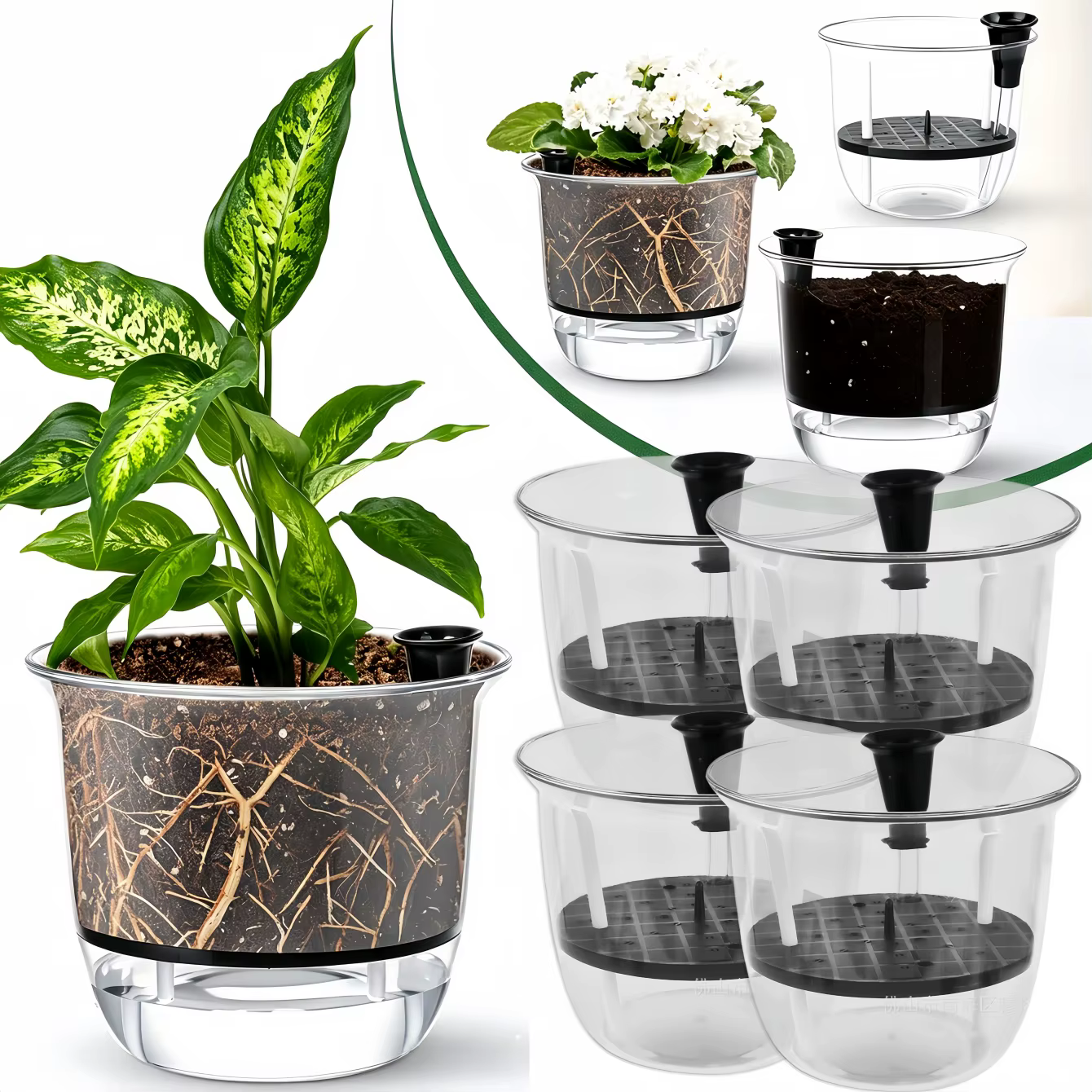 Lot de 2 pots auto-arrosants