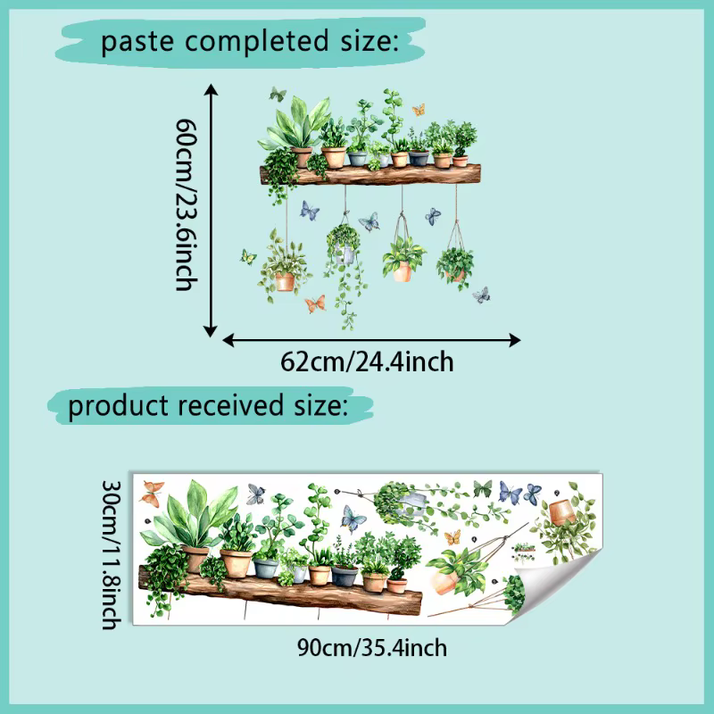 Autocollants muraux 3D de plantes vertes en pot