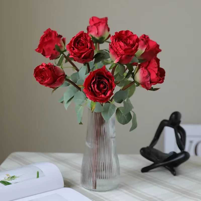 Bouquet de roses artificielles princesse à bord chargé Vintage