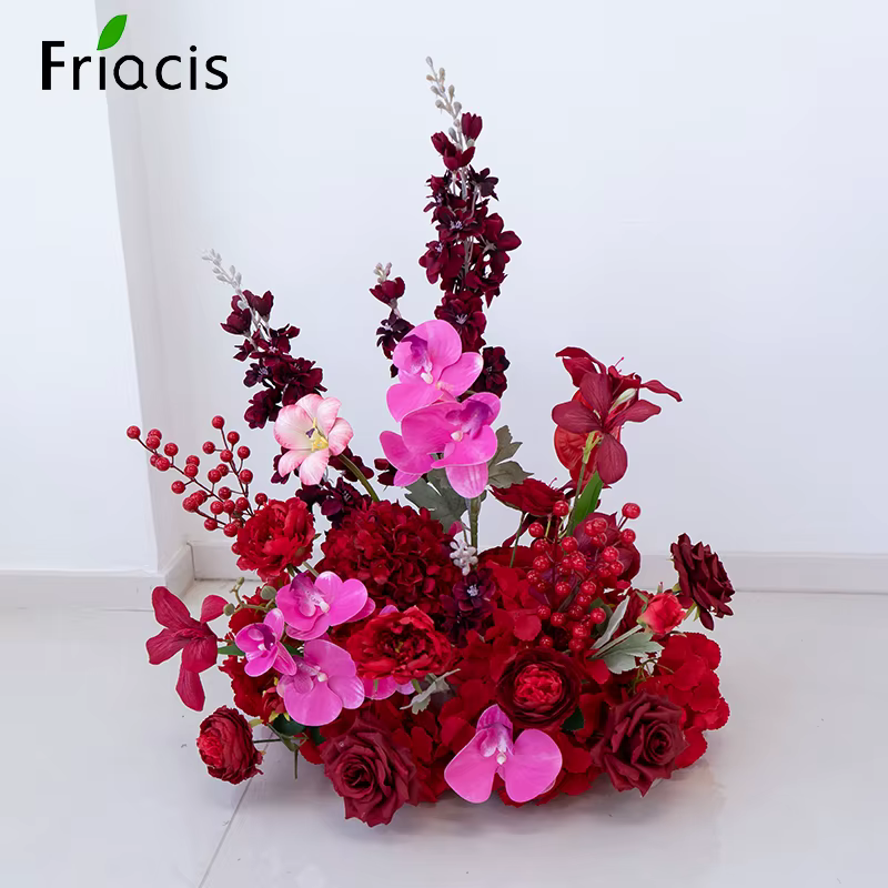 Nouvelle rangée de fleurs artificielles suspendues (orchidée rouge