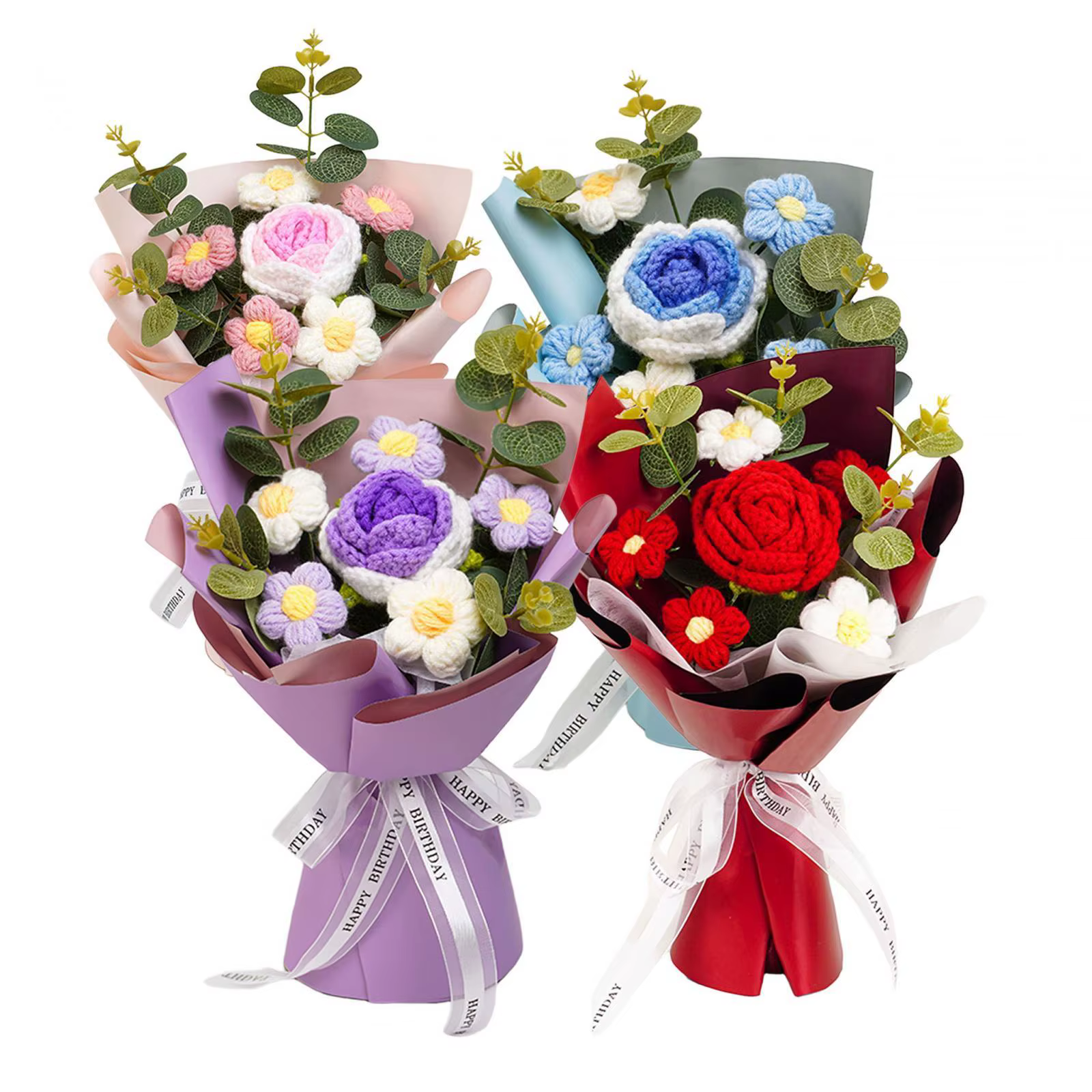 Bouquet de Fleurs Artificielles au Crochet