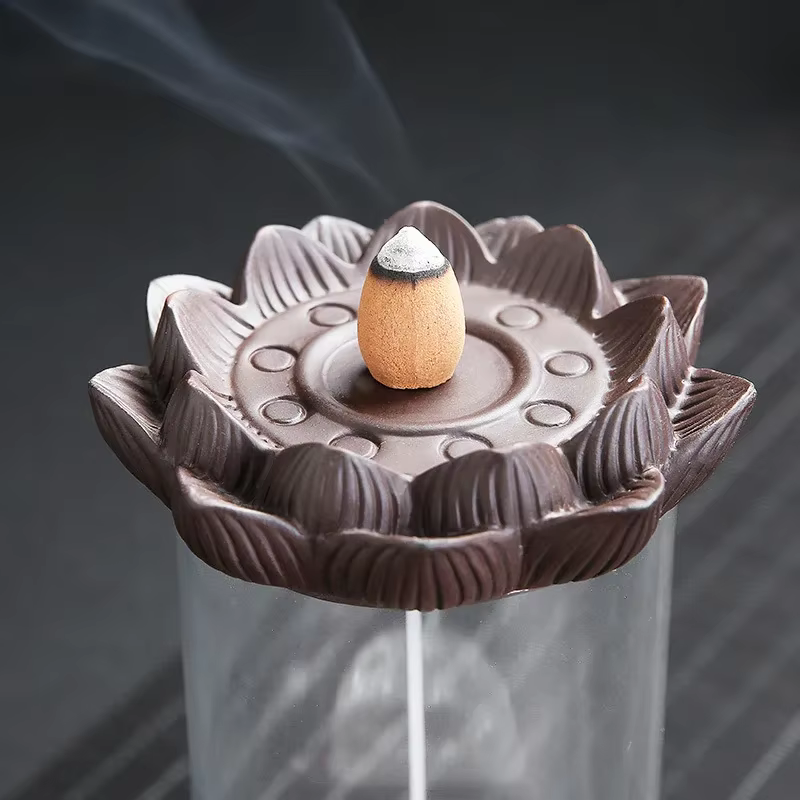 Brûleur d'encens Lotus à reflux coupe-vent bergamote