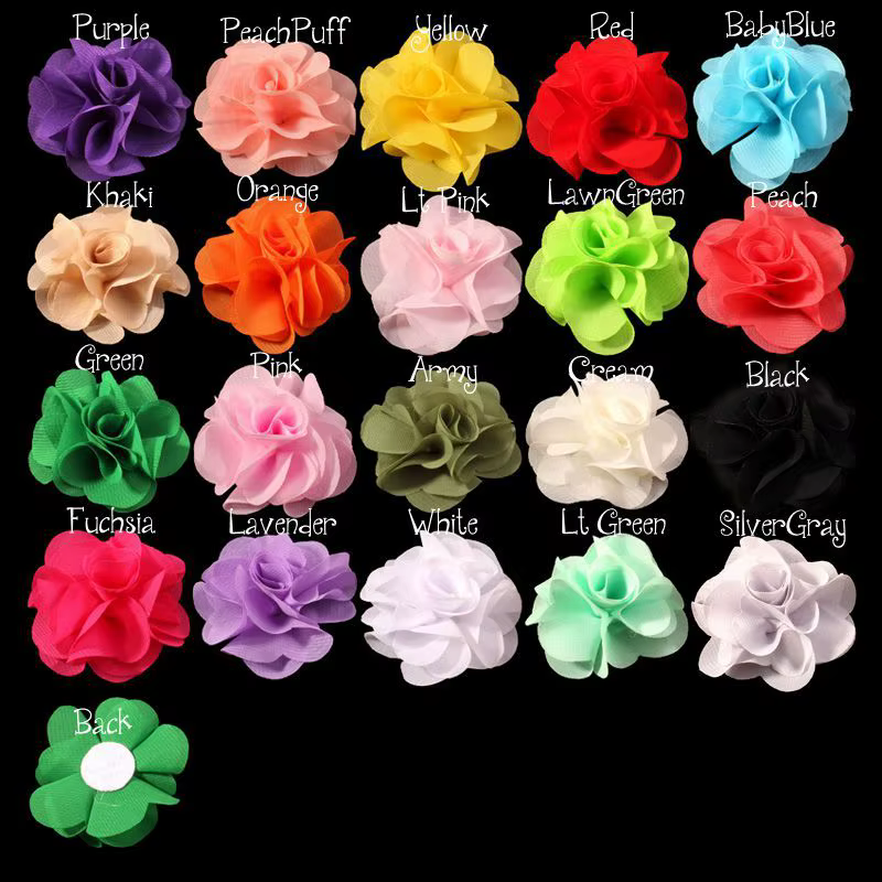 Lot de 10 fleurs en mousseline de soie pour nouveau-né