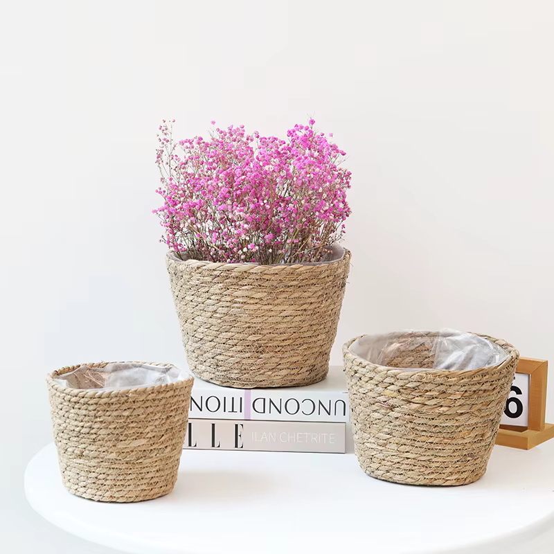 Paniers de rangement en rotin tissé