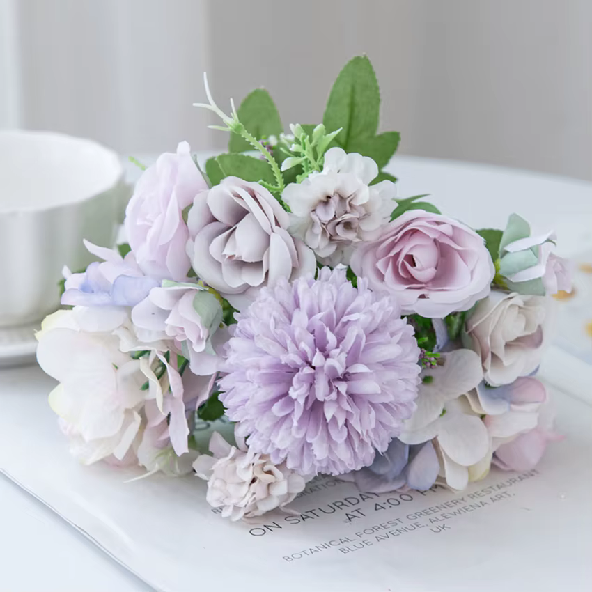Fleurs artificielles De Mariée Roses Bouquet De Mariage Couronne Plantes Vases Maison Chambre En Plein Air Cour Décoration Accessoires Scrapbooking