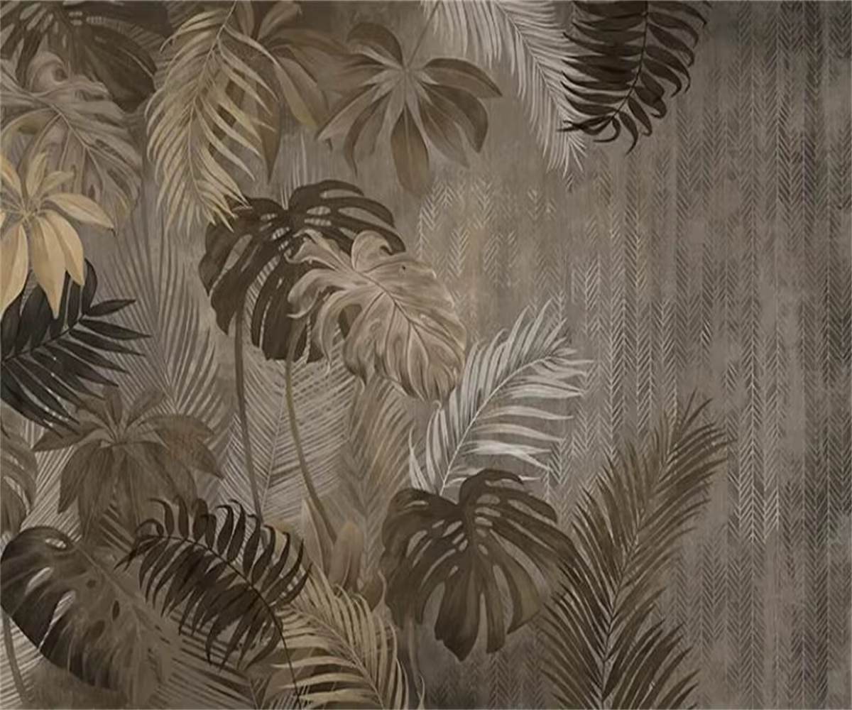 Papier Peint Mural Auto-Adhésif avec Feuille de Bananier Tropicale