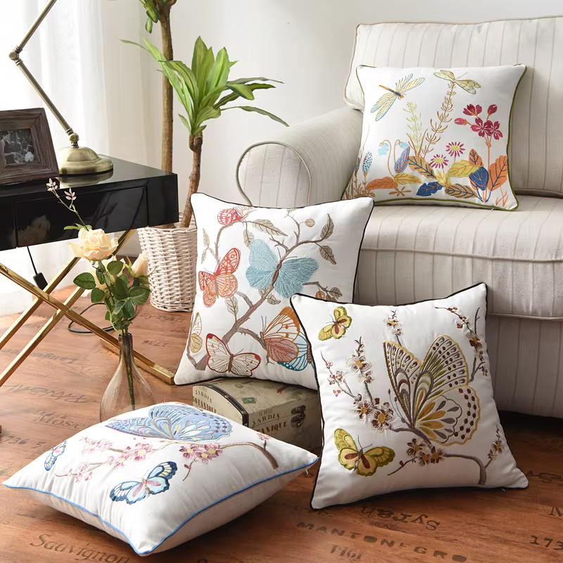 Housse de coussin papillon 45x45cm